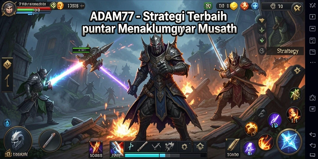Antarmuka permainan ADAM77 yang menarik dengan elemen strategi yang kompleks.