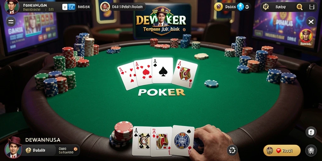Tampilan antarmuka DEWANUSA yang menarik dan fungsional untuk permainan Poker.