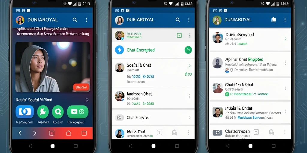 Antarmuka DUNIAROYAL yang aman dan modern untuk chatting.