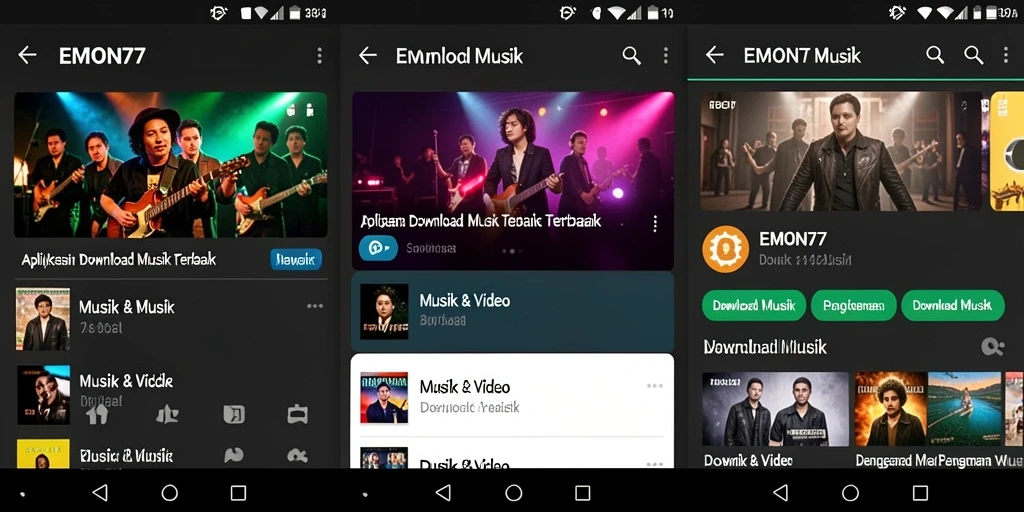 Tampilan antarmuka EMON77 yang sederhana dan mudah digunakan untuk Download Musik.