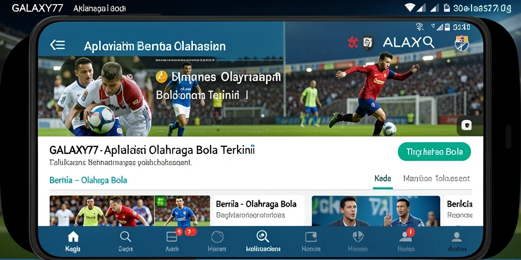 Antarmuka GALAXY77 yang menarik untuk berita olahraga bola.