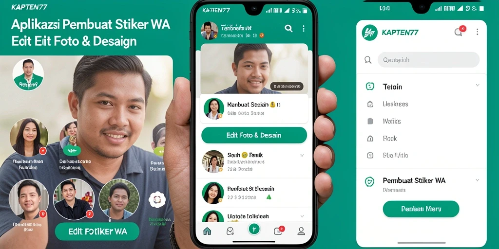 Tampilan antarmuka KAPTEN77 yang intuitif dan menarik untuk Pembuat Stiker WA.