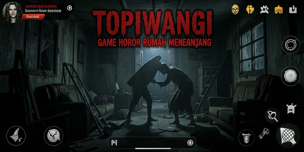 Screenshot antarmuka menakutkan dari game TOPIWANGI yang penuh ketegangan.